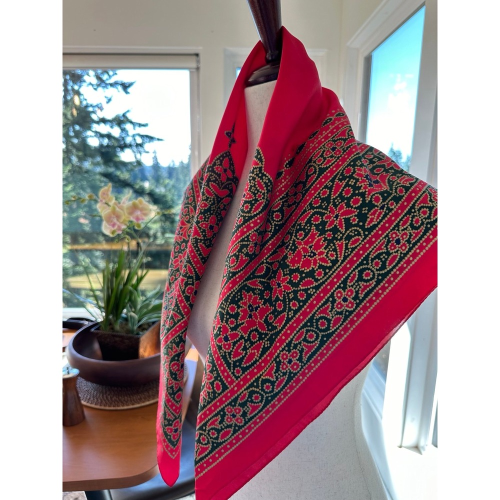 Vintage Perry Ellis red silk scarf